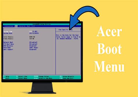 acer laptop boot menu